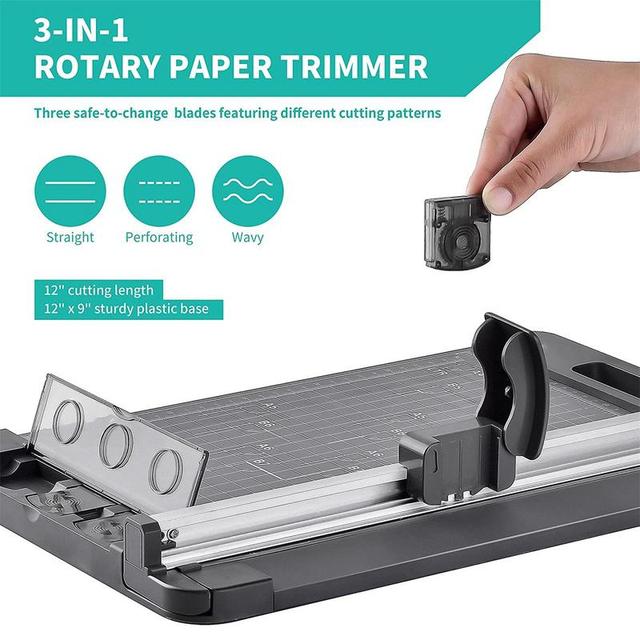 Paper Trimmer For Crafting 3 In 1 Manual Rotary Paper Cutter For A4 Paper  Portable Paper